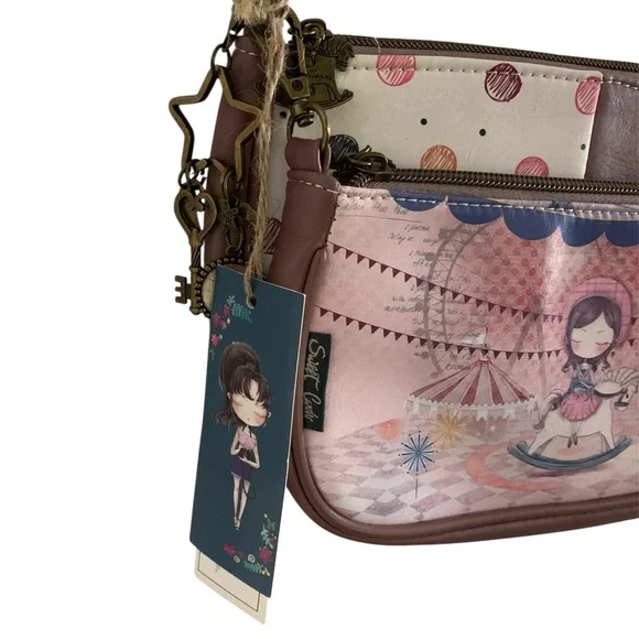 Charming Sweet & Candy Pink and Brown Crossbody Bag with Removable Pouch - NWT - Picture 2 of 6